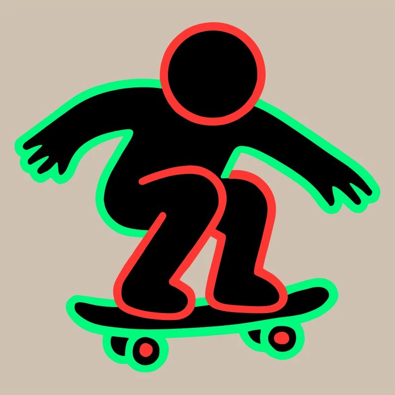 Neon Skateboarder Line Art