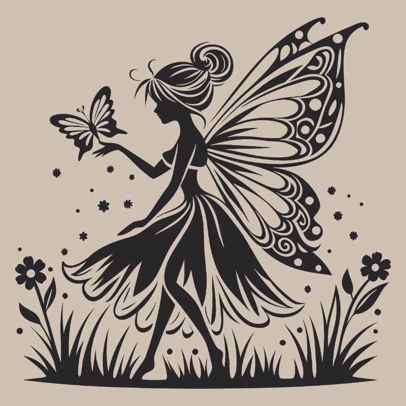 Fée au clair de lune avec silhouette de papillon