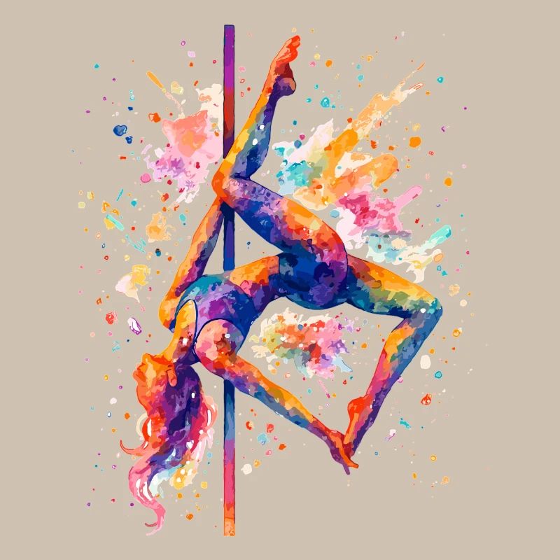 Pole Dance Pole Dancer Aquarelle Cadeau coloré