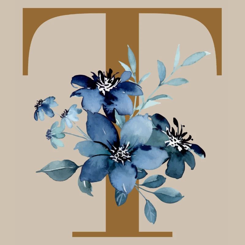 Fleur Bleue Monogramme T