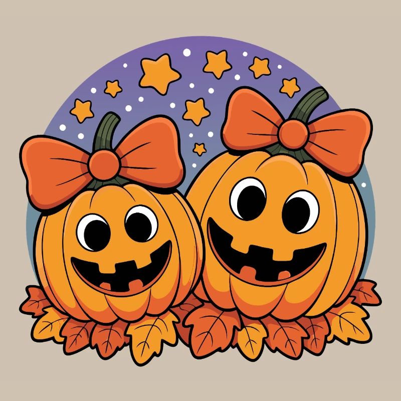 Funny Halloween pumpkins with starry sky