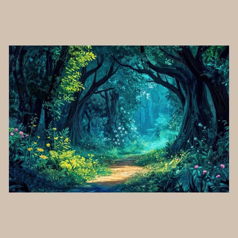 Illustration einer Waldlandschaft