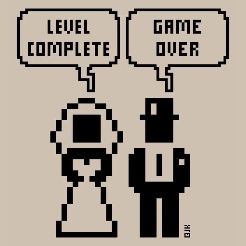 Level Complete – Game Over (JGA / Pixel / Bold B)