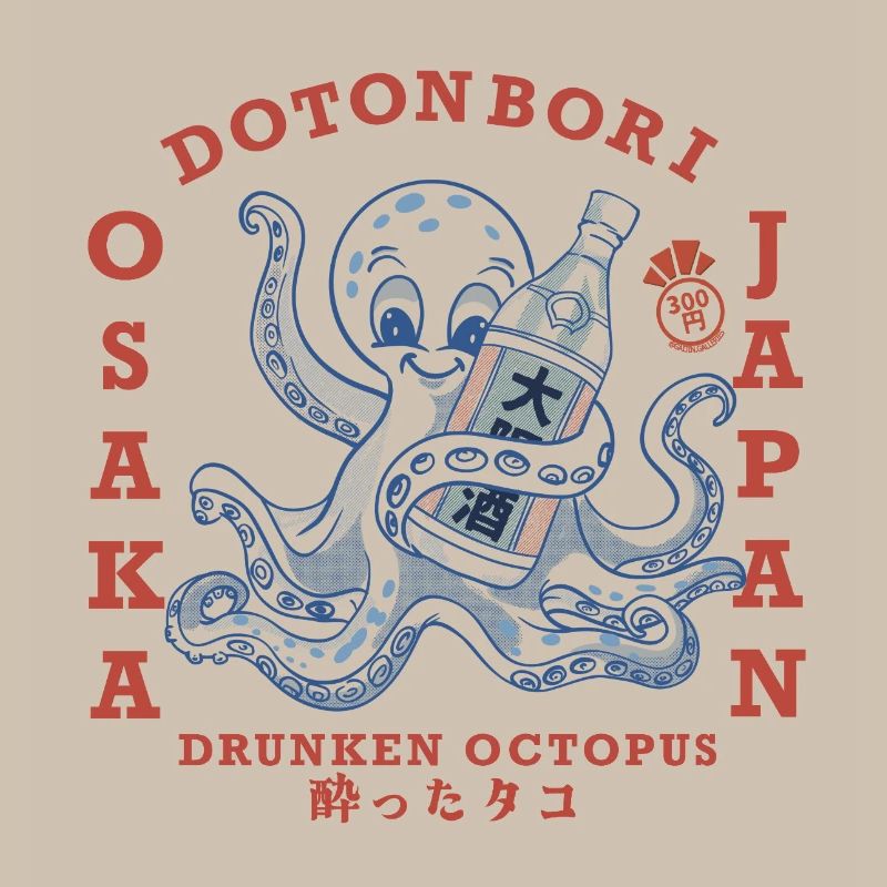 Drunken Oktopus mit Flasche