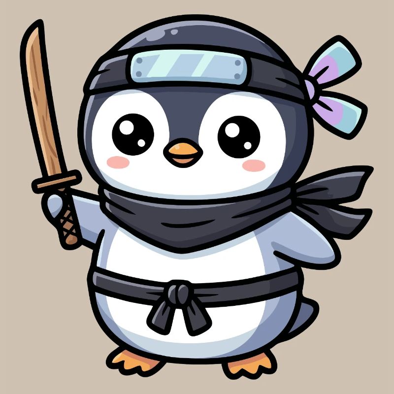 Pingouin Ninja avec Épée