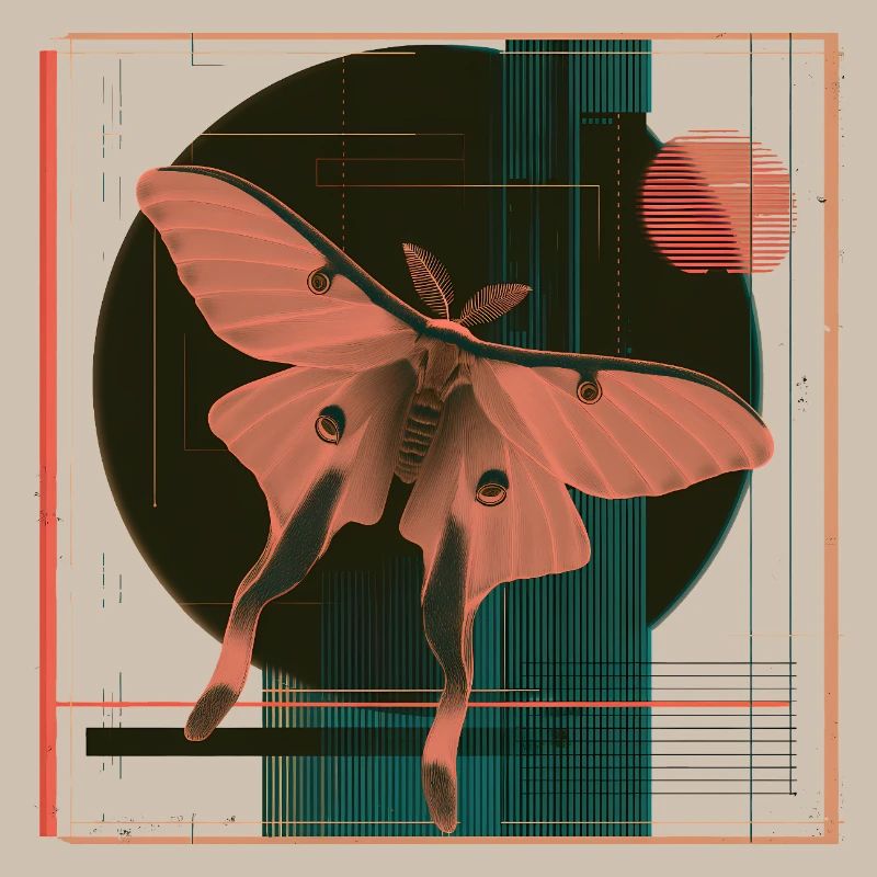 Luna Moth – Geometric Retro Moth Design