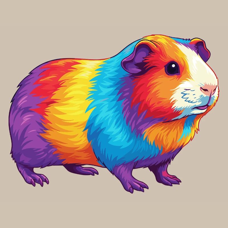 Aquarelle colorée Pop Art arc-en-ciel de cochon d’Inde