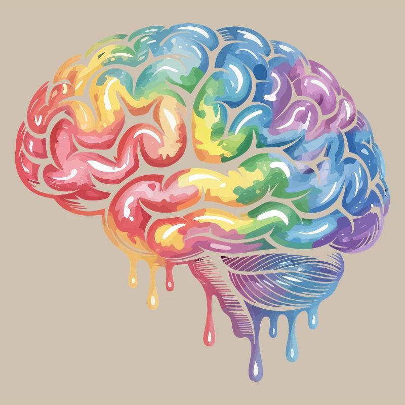 Conception d’impression en dégradé de cerveau arc-en-ciel