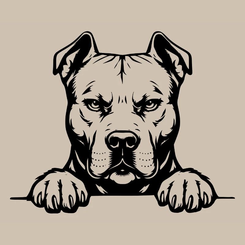 Pitbull Head with Paws