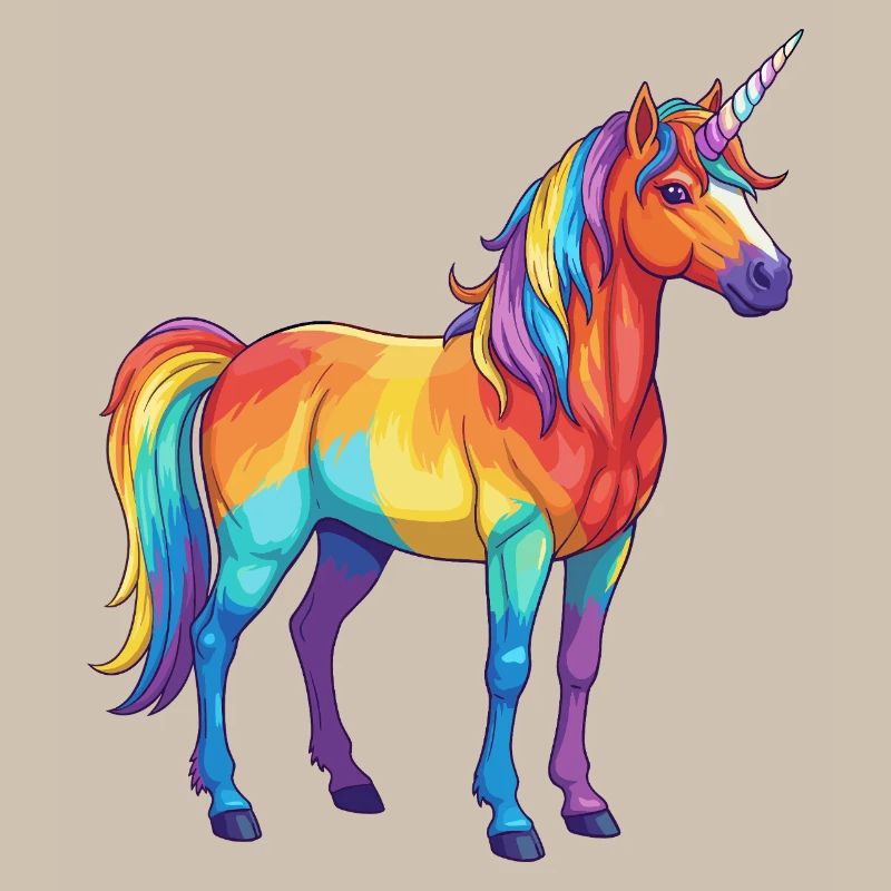 Buntes Einhorn-Regenbogen-Pop-Art-Aquarell