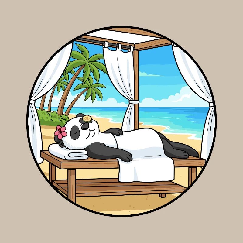 Beach Spa Panda Bear Relaxing Art