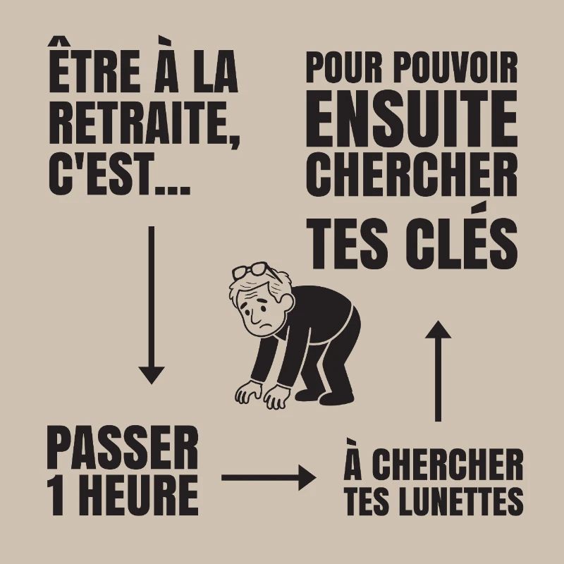 Im Ruhestand mit oder ohne Brille (schwarzer Text)