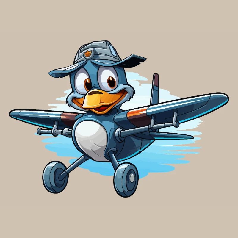 Penguin Pilot in Airplane