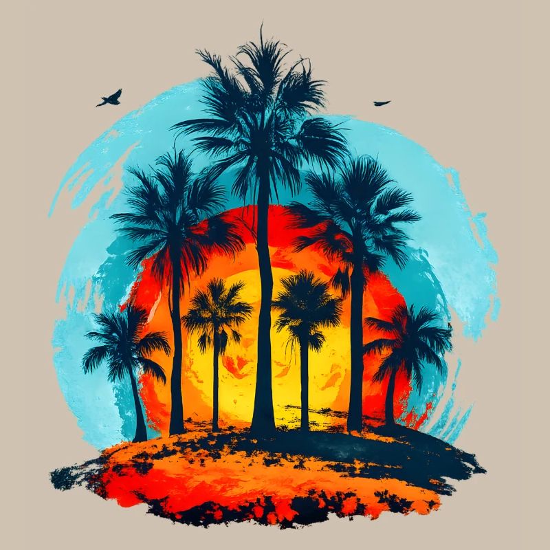 Palm trees at tropical sunset