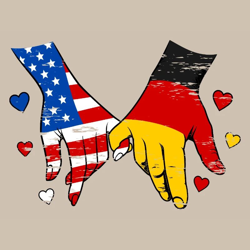 Drapeaux américains-allemands Tenue de main utilisée