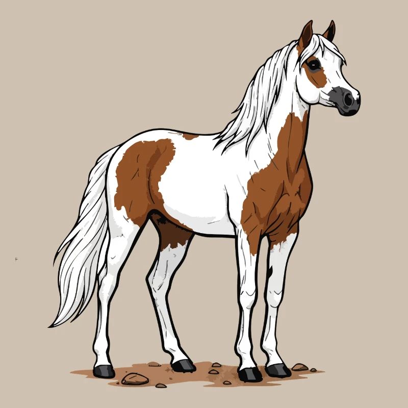 Cheval Pie Marron et Blanc Élégance Équestre