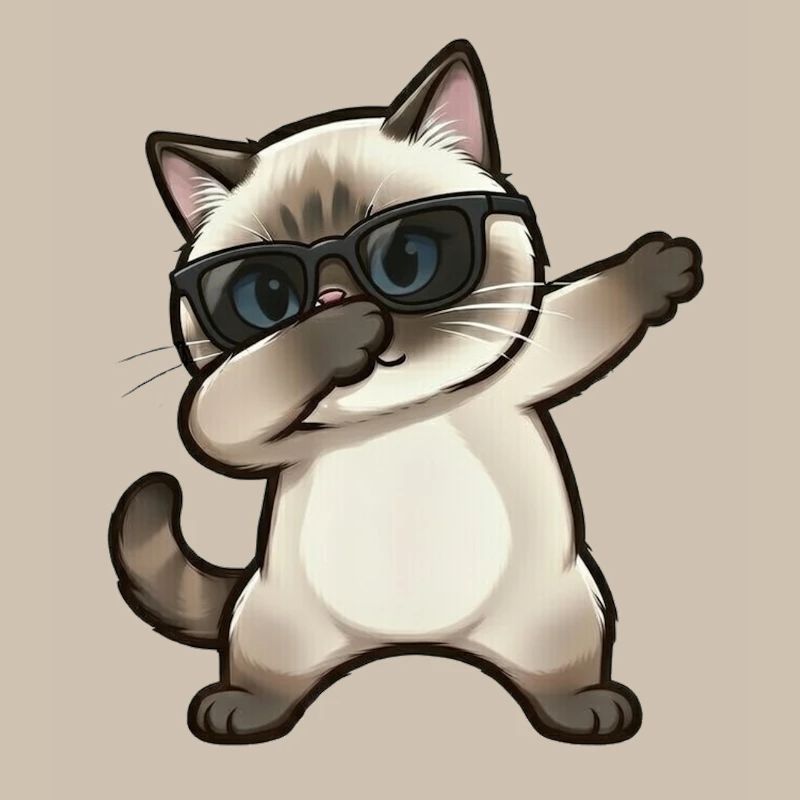 Dabbing Siamkatze