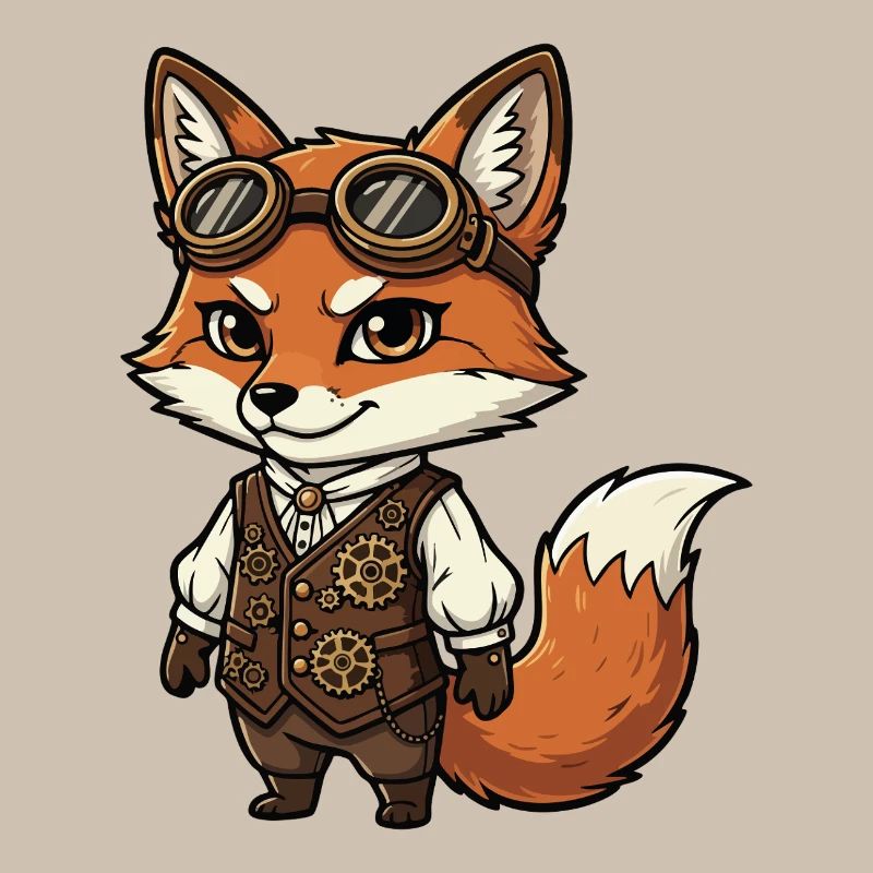 Fox Steampunk Weste Gears Süßer Flieger