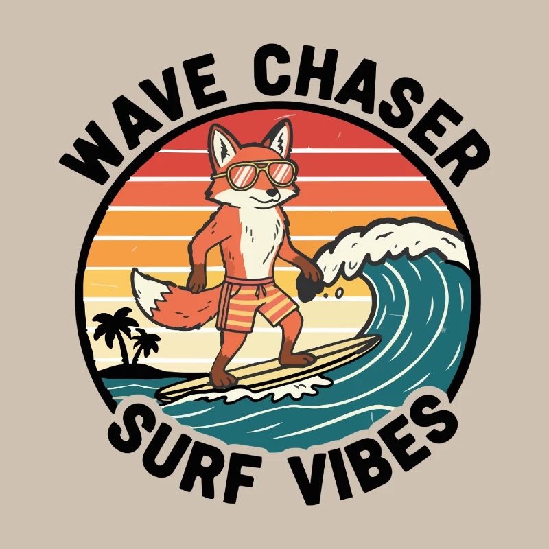 Renard Surfeur Wave Chaser Surf Vibes