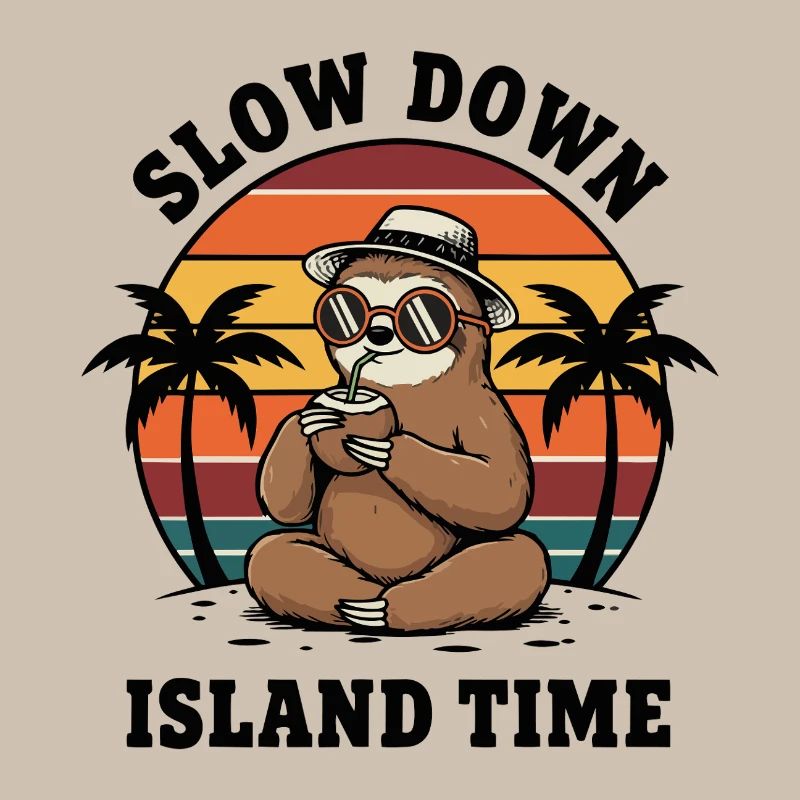 Sloth Slow Down Island Time Coconut Chill