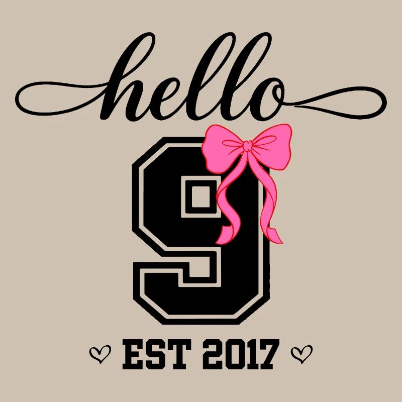 Hello 9 Est 2017 Mädchen Geburtstag Design