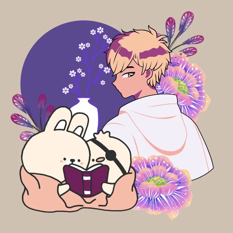 Anime Boy and Animals with Eye Patch Art