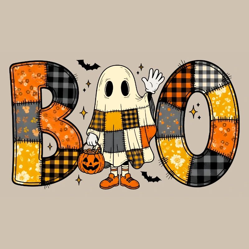 Ghost Halloween Patchwork Boo