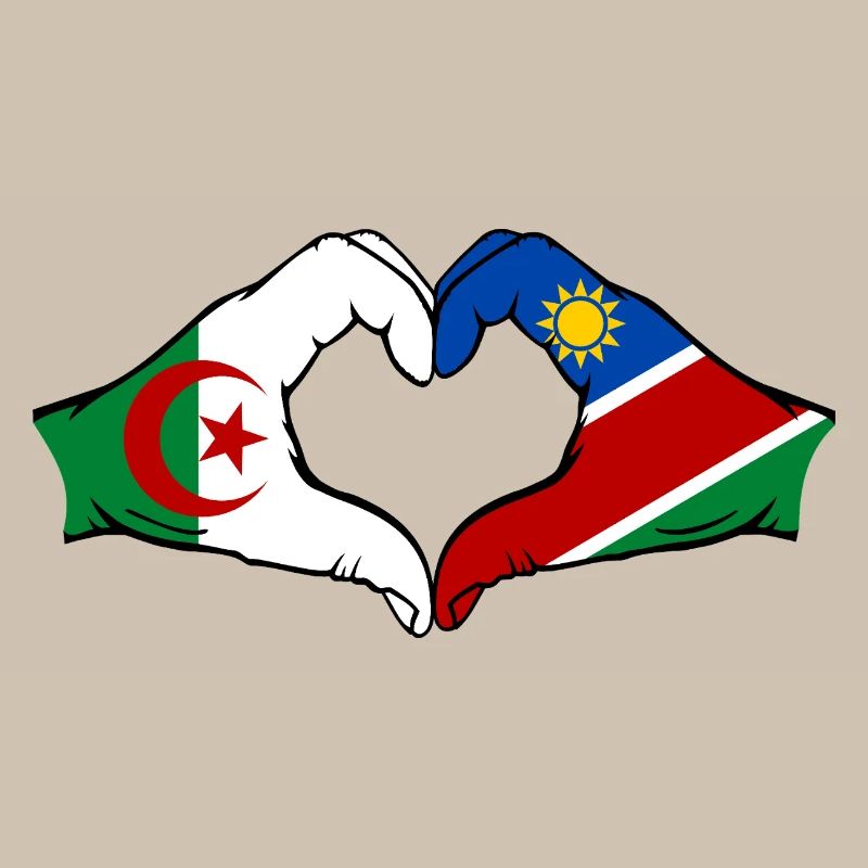 Algeria Namibia Flag Hands Heart Shape