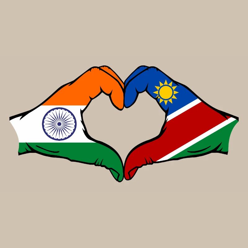 Drapeau de l'Inde et de la Namibie en forme de cœur