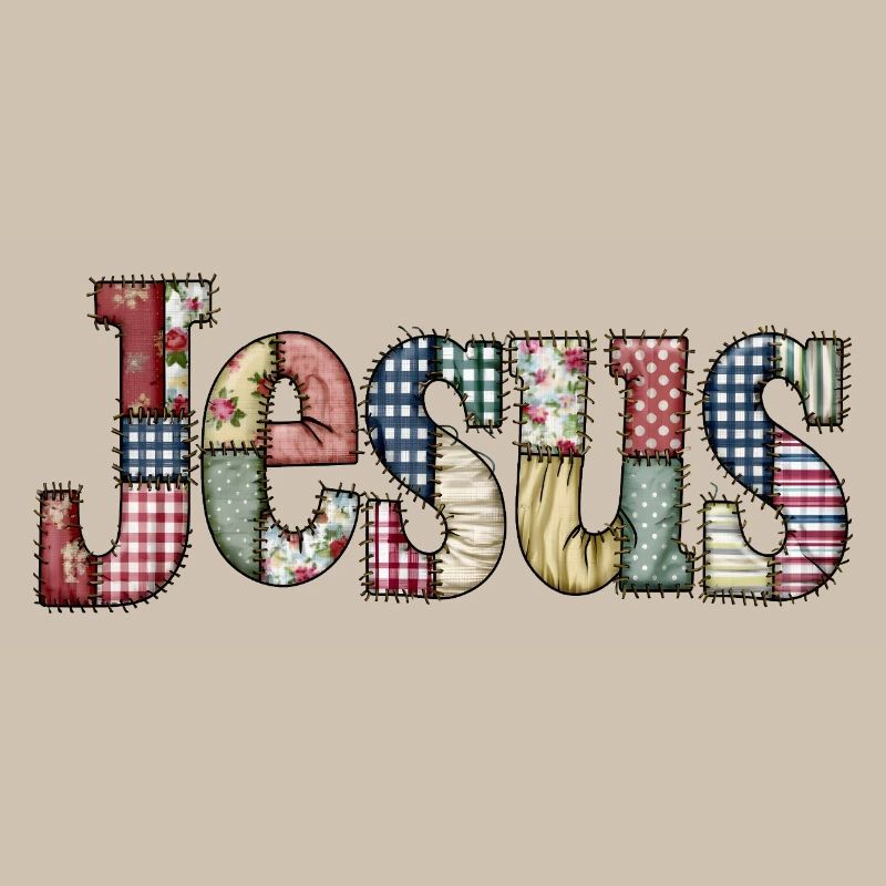 Patchwork Jesus Schriftzug