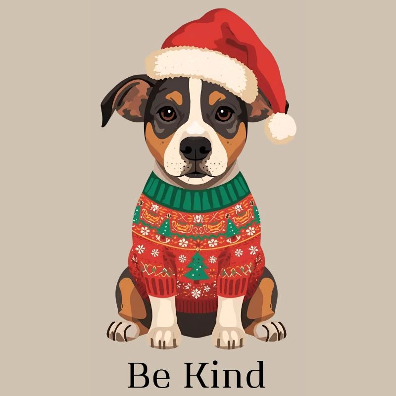 Be Kind – Chien en pull de Noël