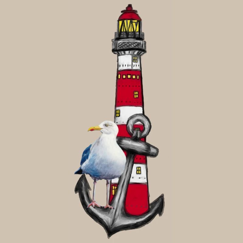 Lighthouse Beach Bird Graphic Anchor