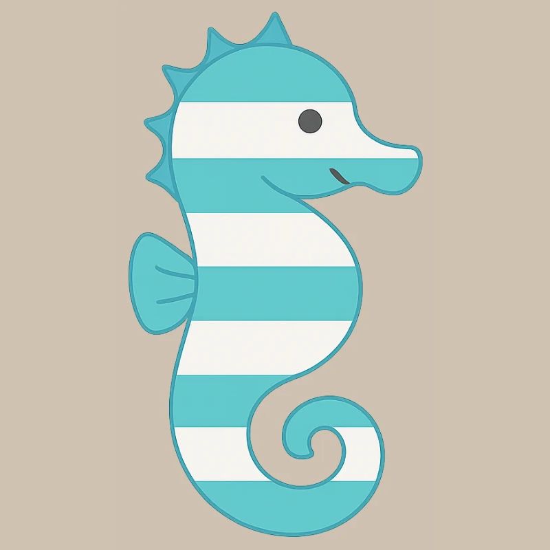 Hippocampe turquoise rayé