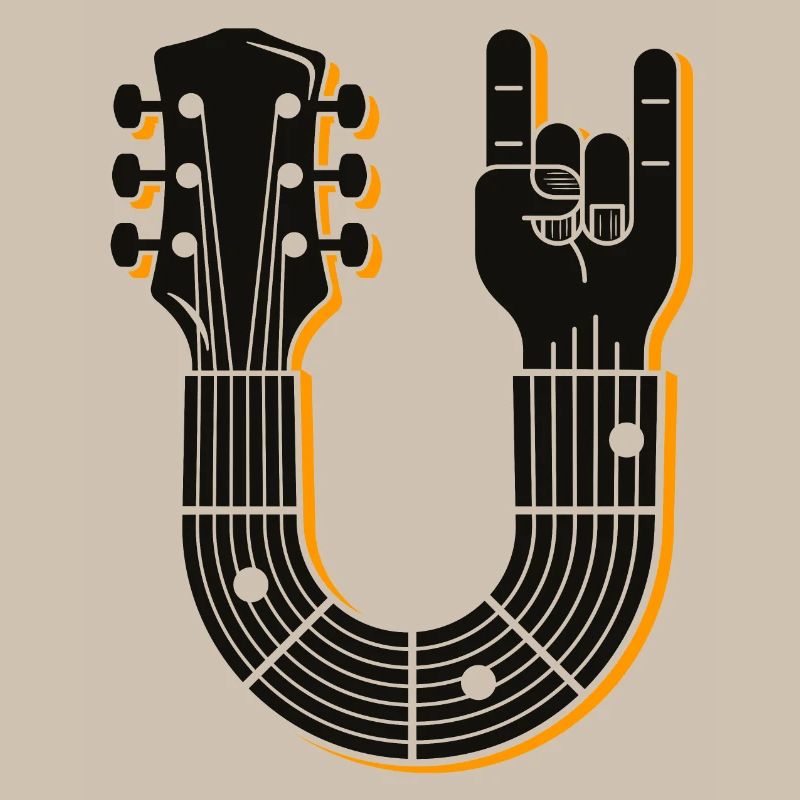 Conception audacieuse de signe de main de manche de guitare