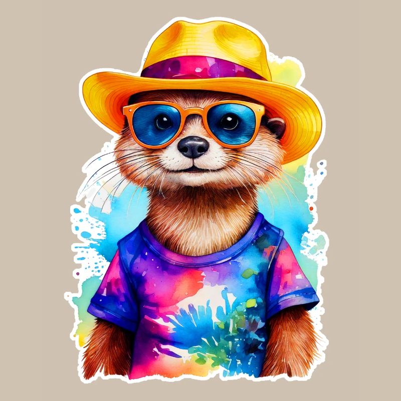 Otter mit Strohhut