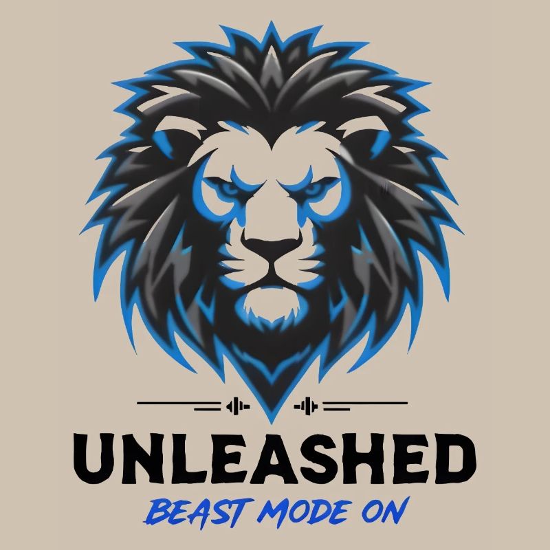 Blue Neon Lion Crest Unleashed