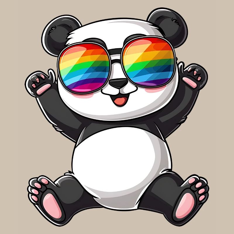 Panda Cartoon with a Pride Rainbow glasses.