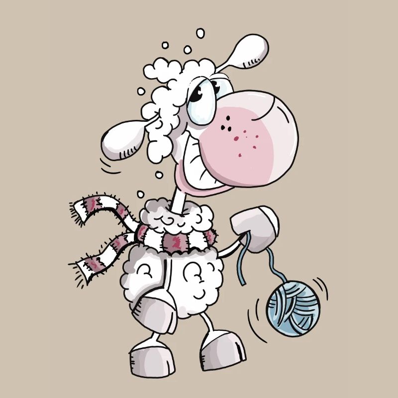 Schaf mit Wollknäuel - Schafe - Schäfchen - Comic