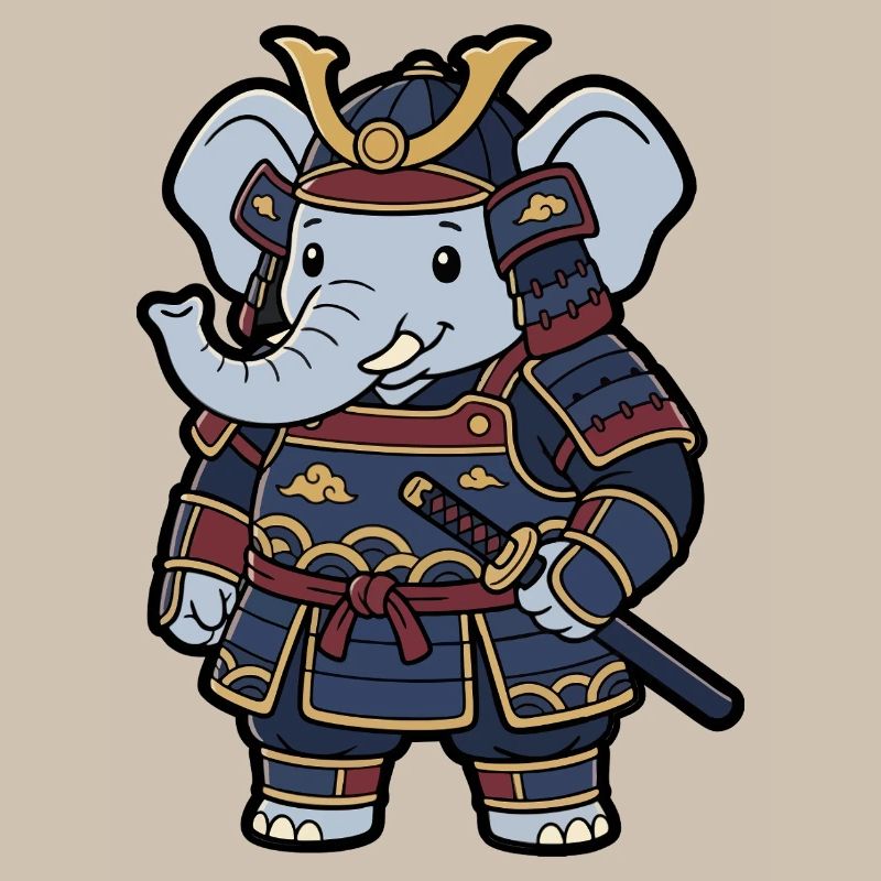 Elefant-Samurai in Krieger-Rüstung