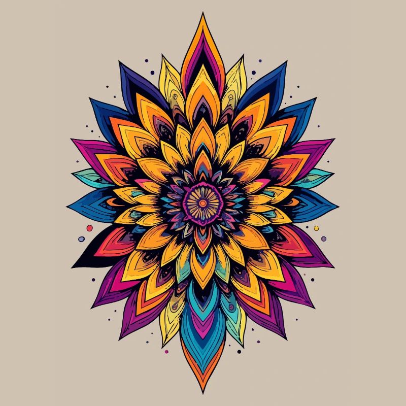 Bunte LSD Blume Mandala Farbexplosion Blumenstern