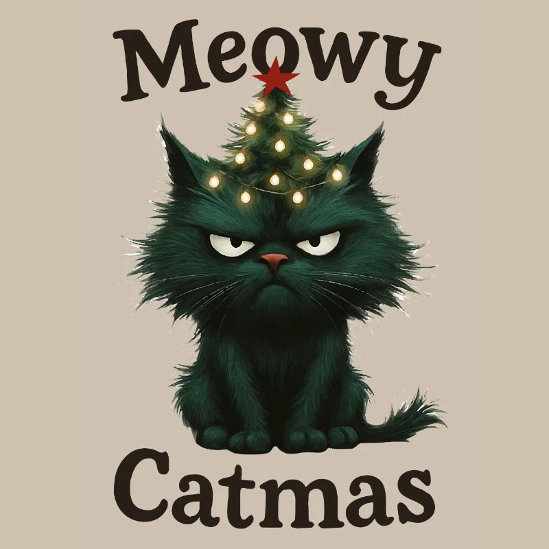 Meowy Catmas Grumpy Christmas Cat
