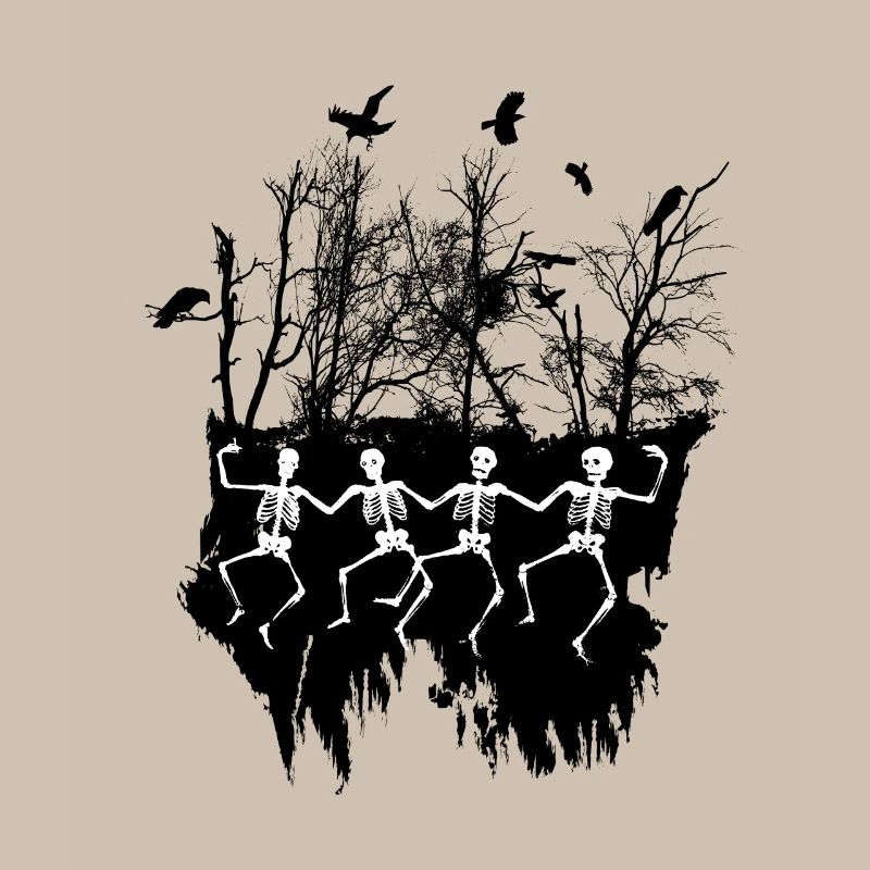 Dancing Skeleton Illustration Black & White