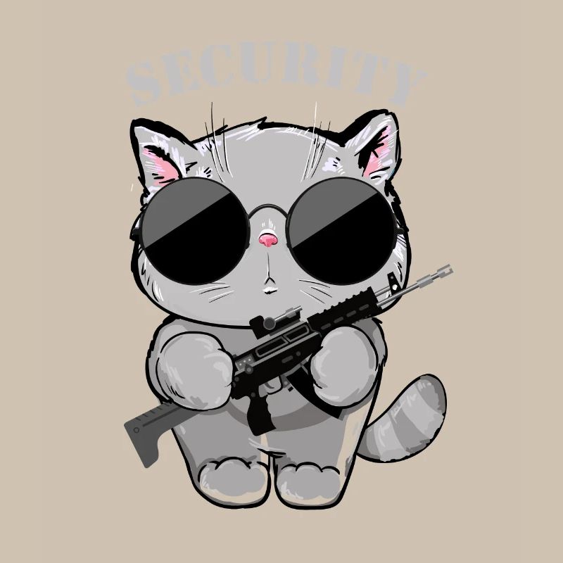 Katzen-Sicherheitsagent mit Waffe