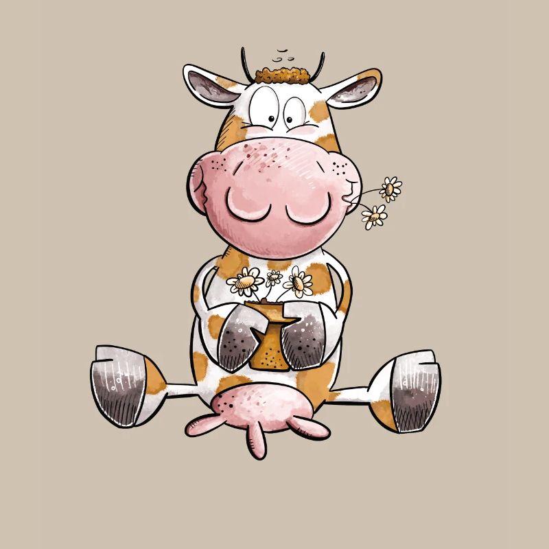 Vache avec des fleurs
