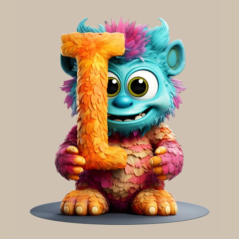 Alphabet Buchstabe I Buntes Monster