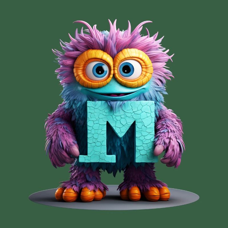Monstre multicolore avec la lettre M
