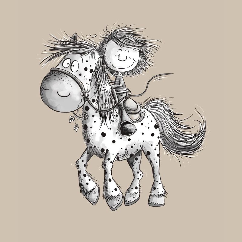 Cheval drôle avec cavalier cheval de dessin animé