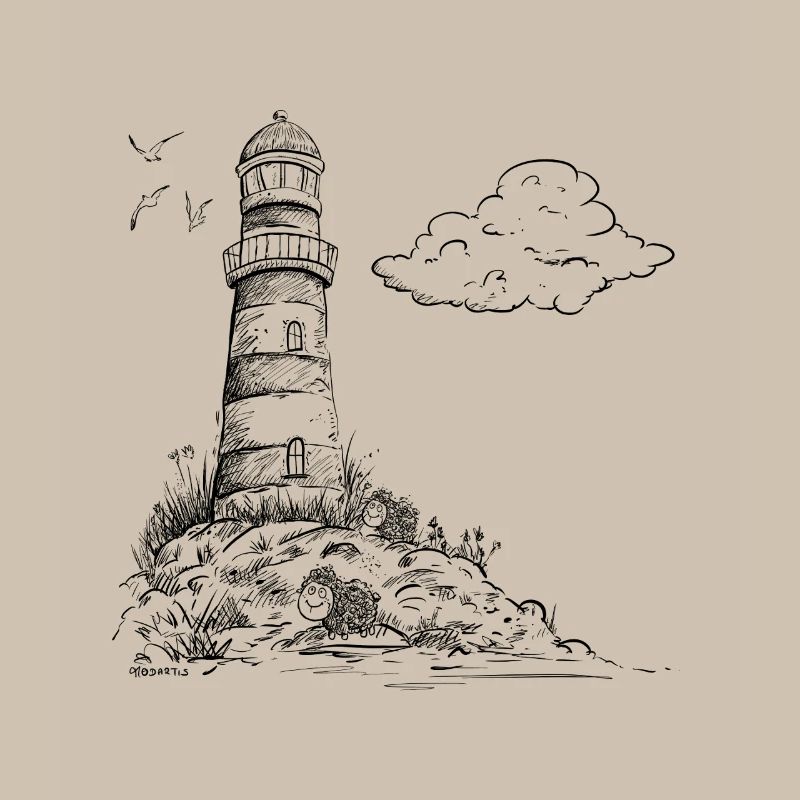 Leuchtturm Sketch Meer Urlaub