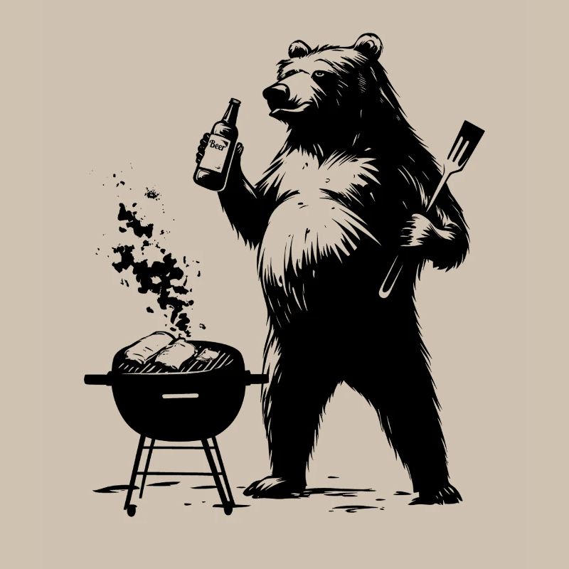 Bear Grill BBQ BBQ Beer Dad Summer Gift