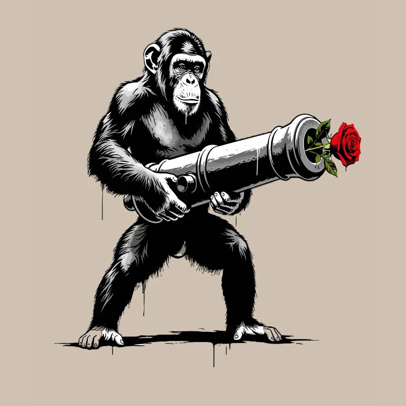 Peace Not War - Monkey with Rose Cannon